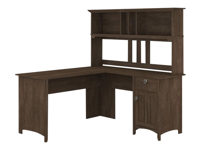 Bush Furniture Salinas 60W LShaped Desk With Hutch Ash Brown Standard Delivery