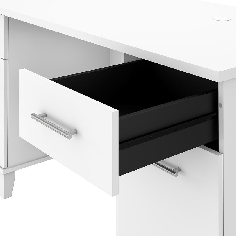 Bush Furniture 60W Office Computer Desk With Lateral File Cabinet And 5Shelf Bookcase White Standard Delivery