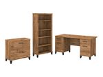 Bush Business Furniture Somerset 60W Office Computer Desk With Lateral File Cabinet And 5Shelf Bookcase Fresh Walnut Standard Delivery