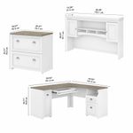 Bush Business Furniture Fairview 60W LShaped Corner Desk With Hutch And Lateral File Cabinet Shiplap GrayPure White Standard Delivery