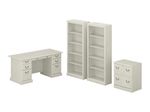 Bush Business Furniture Saratoga 66W Executive Computer Desk With File Cabinet And 5Shelf Bookcase Set Linen White Oak Standard Delivery