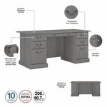 Bush Business Furniture Saratoga 66W Executive Computer Desk With File Cabinet And 5Shelf Bookcase Set Modern Gray Standard Delivery
