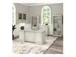 Bush Business Furniture Saratoga 66W Executive Computer Desk With File Cabinet And 5Shelf Bookcase Set Linen White Oak Standard Delivery