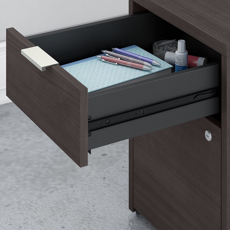 Bush Business Furniture Jamestown 72W LShaped Corner Desk With Lateral File Cabinet And 5Shelf Bookcase Storm Gray Standard Delivery