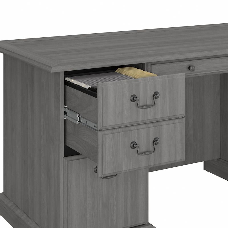 Bush Business Furniture Saratoga 66W Executive Computer Desk With File Cabinet And 5Shelf Bookcase Set Modern Gray Standard Delivery