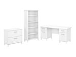 Bush Furniture 60W Office Computer Desk With Lateral File Cabinet And 5Shelf Bookcase White Standard Delivery