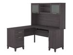 Bush Business Furniture Somerset 60W LShaped Corner Desk With Hutch Storm Gray Standard Delivery