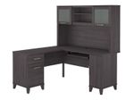 Bush Business Furniture Somerset 60W LShaped Corner Desk With Hutch Storm Gray Standard Delivery