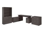 Bush Business Furniture Jamestown 72W LShaped Corner Desk With Lateral File Cabinet And 5Shelf Bookcase Storm Gray Standard Delivery
