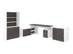 Bush Business Furniture Jamestown 72W LShaped Corner Desk With Lateral File Cabinet And 5Shelf Bookcase Storm GrayWhite Standard Delivery