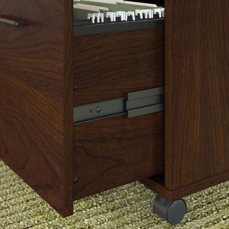 Bush Business Furniture Key West 60W LShaped Corner Desk With File Cabinets And 5Shelf Bookcase Bing Cherry Standard Delivery