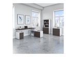 Bush Business Furniture Jamestown 72W LShaped Corner Desk With Lateral File Cabinet And 5Shelf Bookcase Storm GrayWhite Standard Delivery