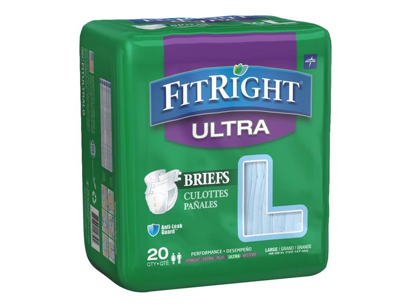FitRight Ultra Briefs Large 48  58 Blue 20 Briefs Per Bag Case Of 4 Bags