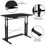 Flash Furniture 40W HeightAdjustable SitToStand Home Office Desk Black