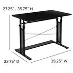 Flash Furniture 40W HeightAdjustable SitToStand Home Office Desk Black