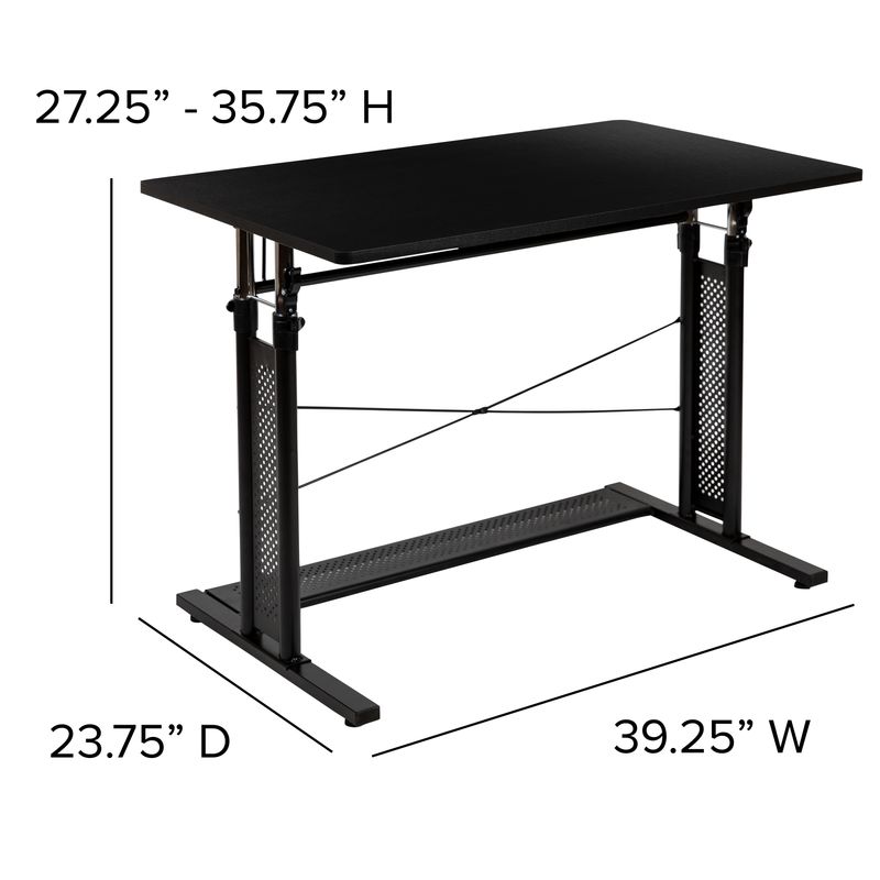 Flash Furniture 40W HeightAdjustable SitToStand Home Office Desk Black