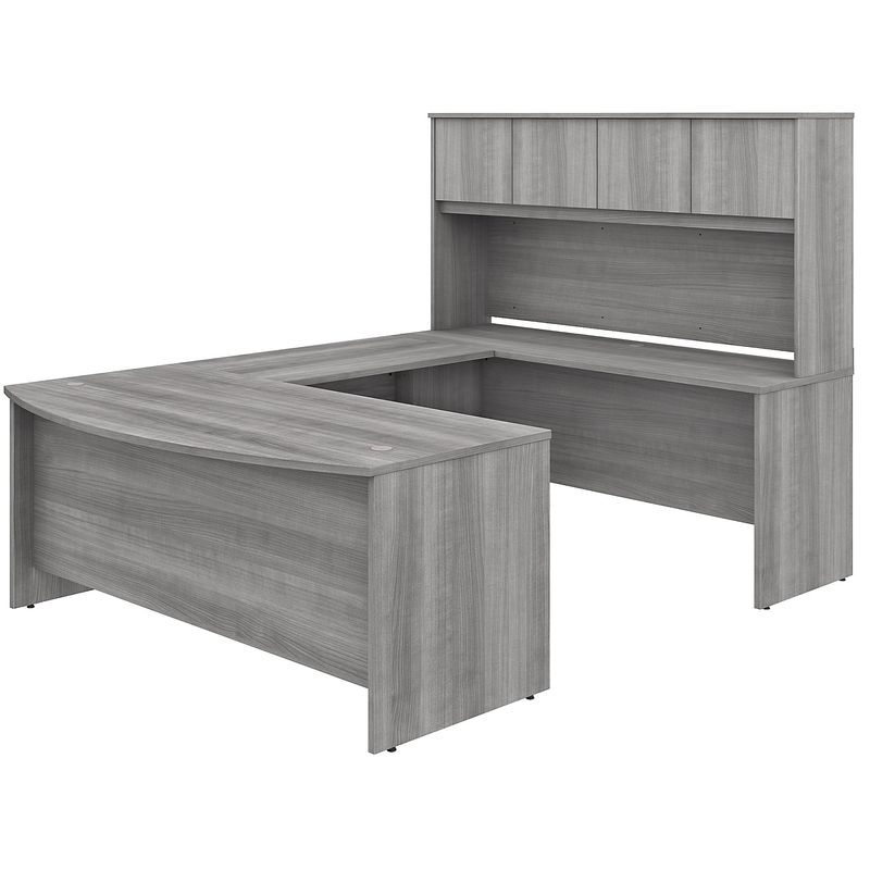 Bush Business Furniture Studio C UShaped Desk With Hutch And Mobile File Cabinet Platinum Gray Standard Delivery