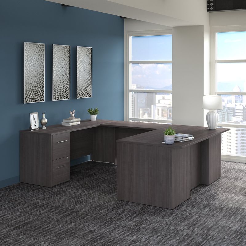 Bush Business Furniture Office 500 72W UShaped Executive Corner Desk With Drawers Storm Gray Standard Delivery
