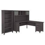 Bush Furniture Somerset 72W LShaped Desk With Hutch And 5Shelf Bookcase Storm Gray Standard Delivery