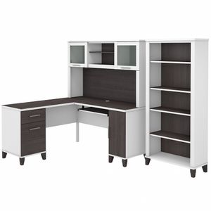 Bush® Furniture Somerset 60"W L-Shaped Desk With Hutch And 5-Shelf Bookcase