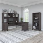 Bush Furniture Somerset 72W LShaped Desk With Hutch And 5Shelf Bookcase Storm Gray Standard Delivery