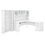 Bush Furniture Somerset 72W LShaped Desk With Hutch And 5Shelf Bookcase White Standard Delivery