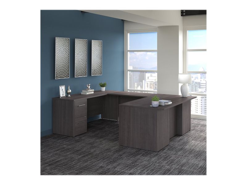 Bush Business Furniture Office 500 72W UShaped Executive Corner Desk With Drawers Storm Gray Standard Delivery