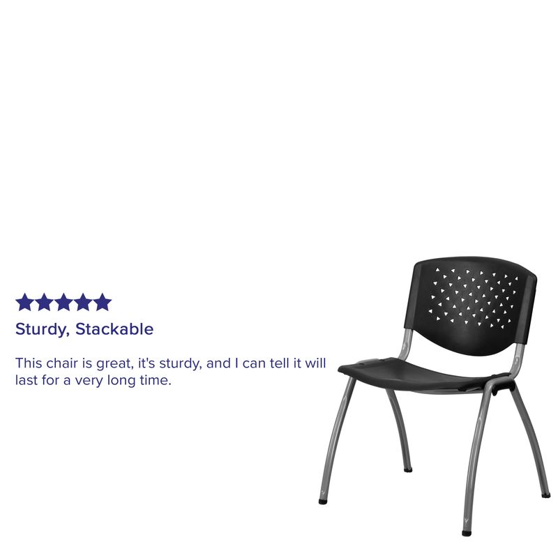 Flash Furniture HERCULES Series Plastic Stack Chairs Black Set Of 5 Chairs