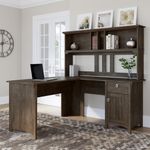 Bush Furniture Salinas 60W LShaped Desk With Hutch Ash Brown Standard Delivery