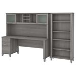 Bush Business Furniture Somerset 72W Office Computer Desk With Hutch And 5Shelf Bookcase Platinum Gray Standard Delivery