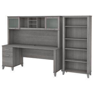 Bush Business Furniture Somerset 72"W Office Computer Desk With Hutch And 5-Shelf Bookcase