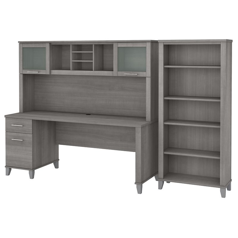 Bush Business Furniture Somerset 72W Office Computer Desk With Hutch And 5Shelf Bookcase Platinum Gray Standard Delivery