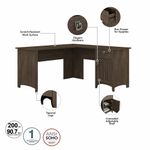 Bush Furniture Salinas 60W LShaped Desk With Hutch Ash Brown Standard Delivery