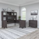Bush Furniture Somerset 72W LShaped Desk With Hutch And Lateral File Cabinet Storm Gray Standard Delivery