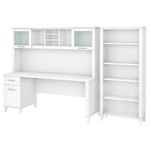 Bush Business Furniture Somerset 72W Office Computer Desk With Hutch And 5Shelf Bookcase White Standard Delivery