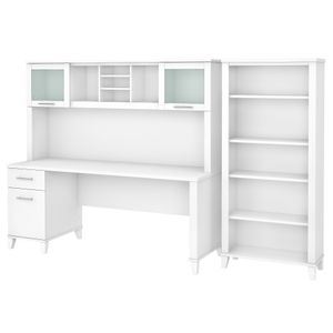 Bush Business Furniture Somerset 72"W Office Computer Desk With Hutch And 5-Shelf Bookcase