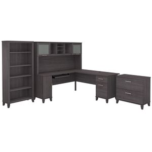 Bush Furniture Somerset 72"W L-Shaped Desk With Hutch
