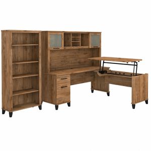 Bush® Furniture Somerset 72"W 3-Position Sit-to-Stand L-Shaped Desk With Hutch And Bookcase