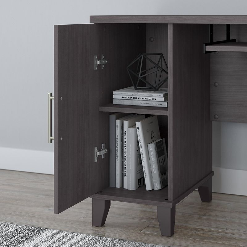 Bush Furniture Somerset 72W LShaped Desk With Hutch Lateral File Cabinet And Bookcase Storm Gray Standard Delivery