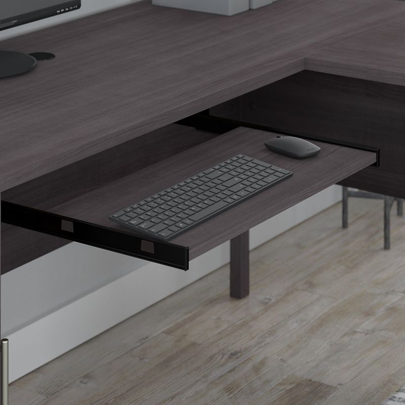 Bush Business Furniture Somerset 60W LShaped Corner Desk With Hutch And 5Shelf Bookcase Storm Gray Standard Delivery
