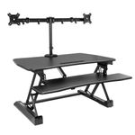 MountIt 33W Electric Adjustable Height SitStand Desk Converter With Dual Monitor Mount Black