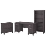 Bush Business Furniture Somerset 60W Office Computer Desk With Lateral File Cabinet And 5Shelf Bookcase Storm Gray Standard Delivery