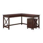 Bush Business Furniture Key West 60W LShaped Corner Desk With Mobile File Cabinet Bing Cherry Standard Delivery