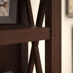 Bush Business Furniture Key West 60W LShaped Corner Desk With File Cabinets And 5Shelf Bookcase Bing Cherry Standard Delivery