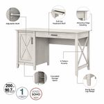Bush Furniture Key West 54W Computer Desk With 2Drawer Lateral File Cabinet And 5Shelf Bookcase Linen White Oak Standard Delivery