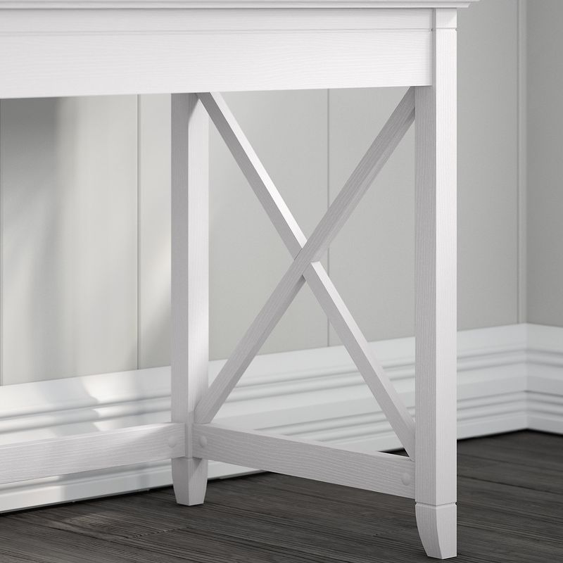 Bush Business Furniture Key West 60W LShaped Corner Desk With Mobile File Cabinet And 5Shelf Bookcase Pure White Oak Standard Delivery