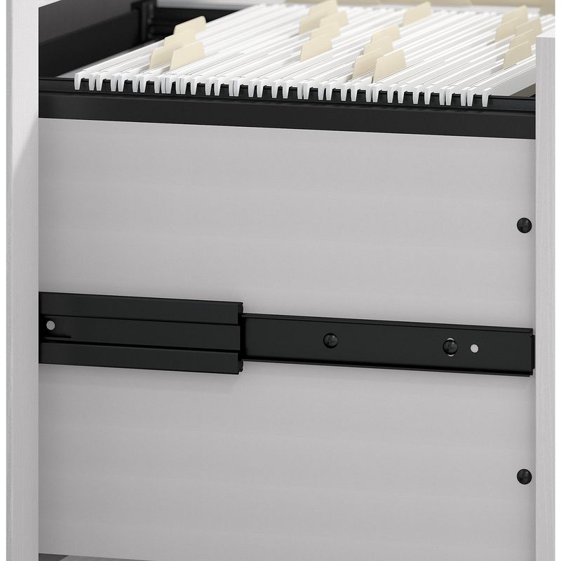 Bush Business Furniture Key West 60W LShaped Corner Desk With Mobile File Cabinet And 5Shelf Bookcase Pure White Oak Standard Delivery