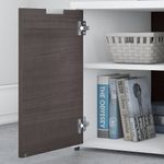 Bush Business Furniture Jamestown 72W LShaped Corner Desk With Lateral File Cabinet And 5Shelf Bookcase Storm GrayWhite Standard Delivery