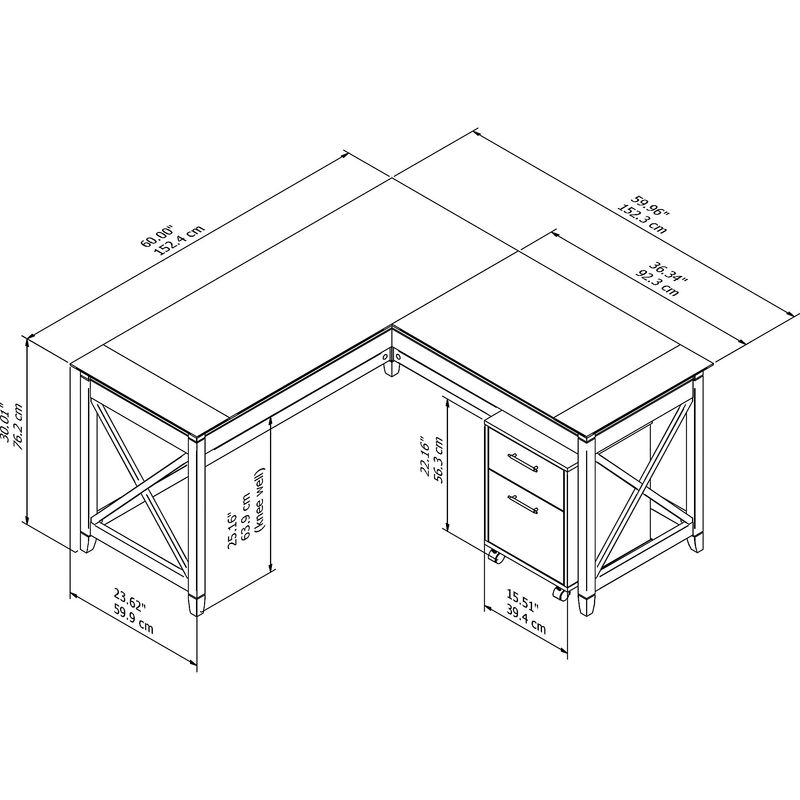 Bush Business Furniture Key West 60W LShaped Corner Desk With Mobile File Cabinet Bing Cherry Standard Delivery
