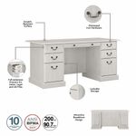 Bush Business Furniture Saratoga 66W Executive Computer Desk With File Cabinet And 5Shelf Bookcase Set Linen White Oak Standard Delivery